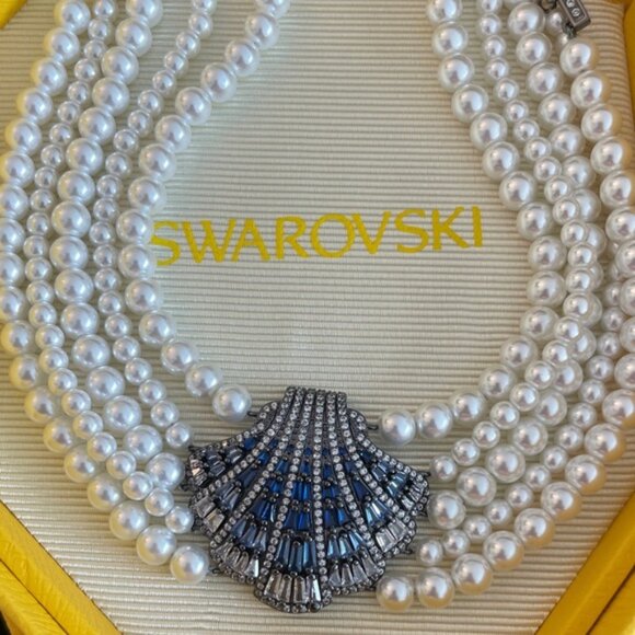 Swarovski Silver and Blue Pearl Necklace - Picture 7 of 9